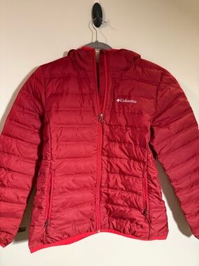 Columbia Red Down Jacket with Hood